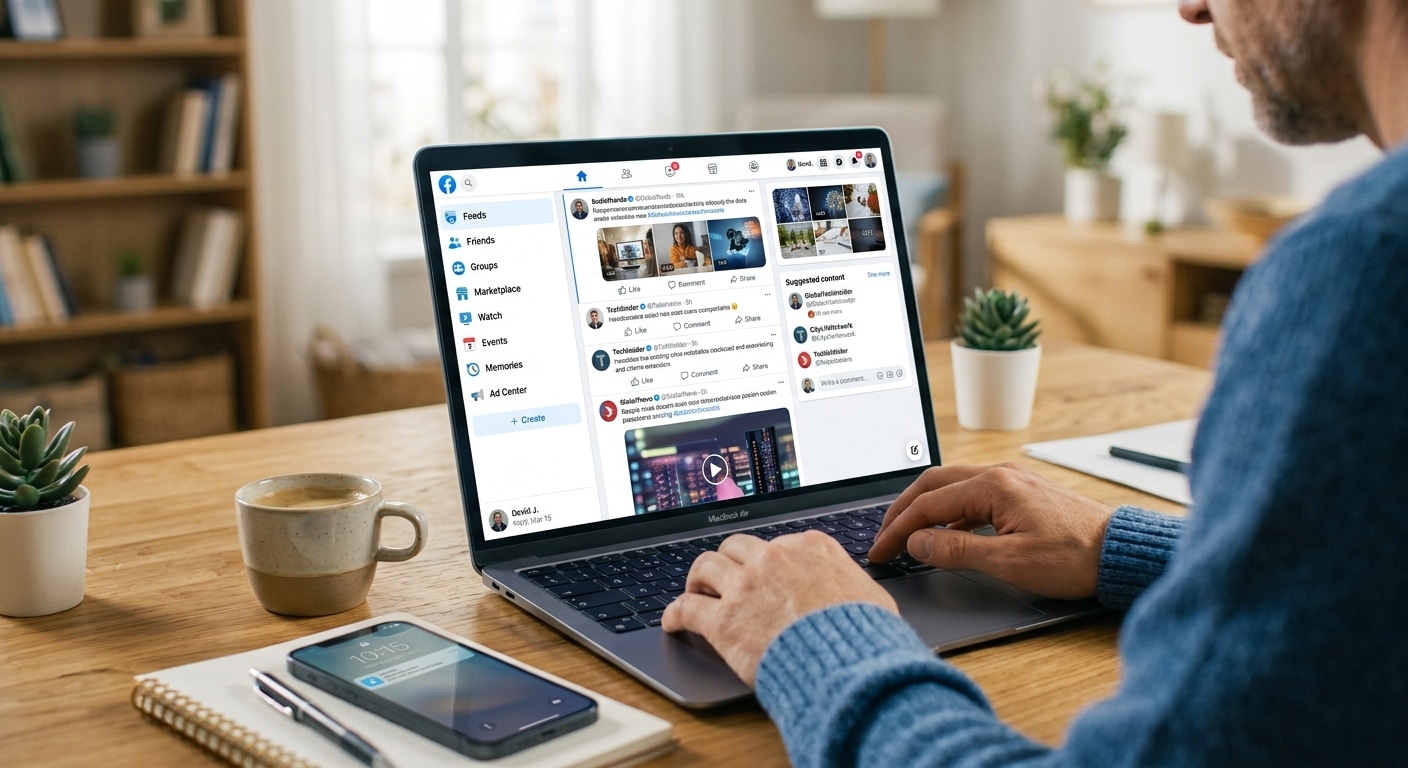 Image of a user on social media on their laptop to help boos their business