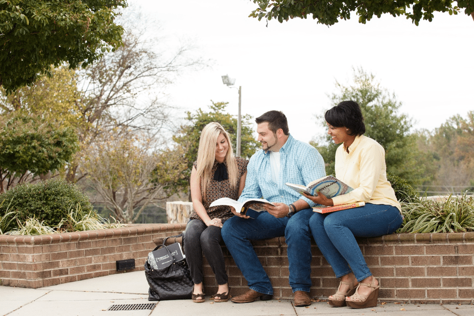 students reading