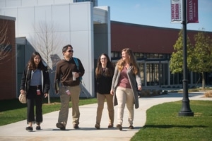 students walking