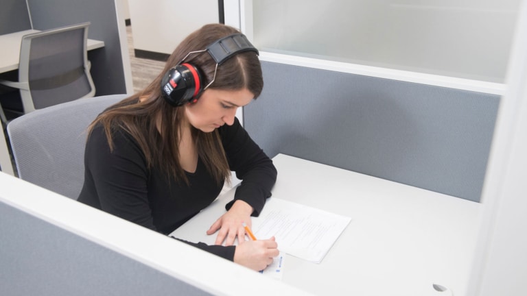 student in testing center