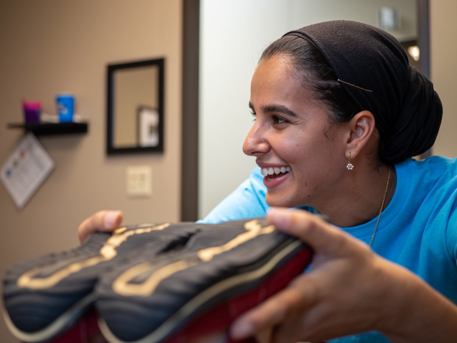 smiling during a chiropractic evaluation