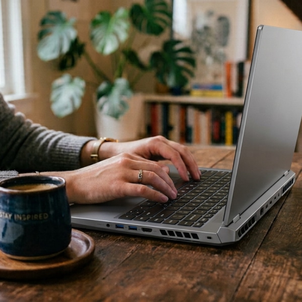Image of a person using a laptop to donate Crypto Currency with a cup of coffee next to it